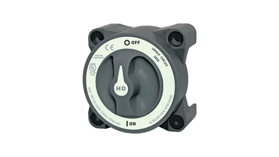 Blue Sea Systems HD Batt Sw, 1 Circuit On-Off, Gray, Black BS-3000