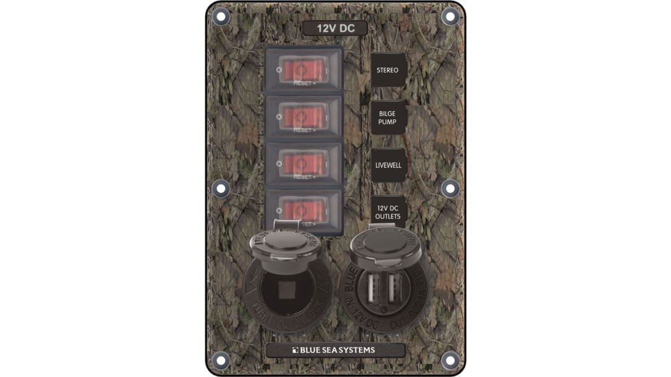 Blue Sea Systems Panel Switch H2O Cb 4Pos Sckt &amp;, 4324-BSS