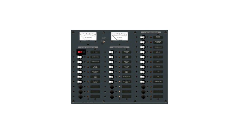 Blue Sea Systems Std DC Wht Togl, 1-100A 23-15A, Ana Mtrs, Black BS-8381