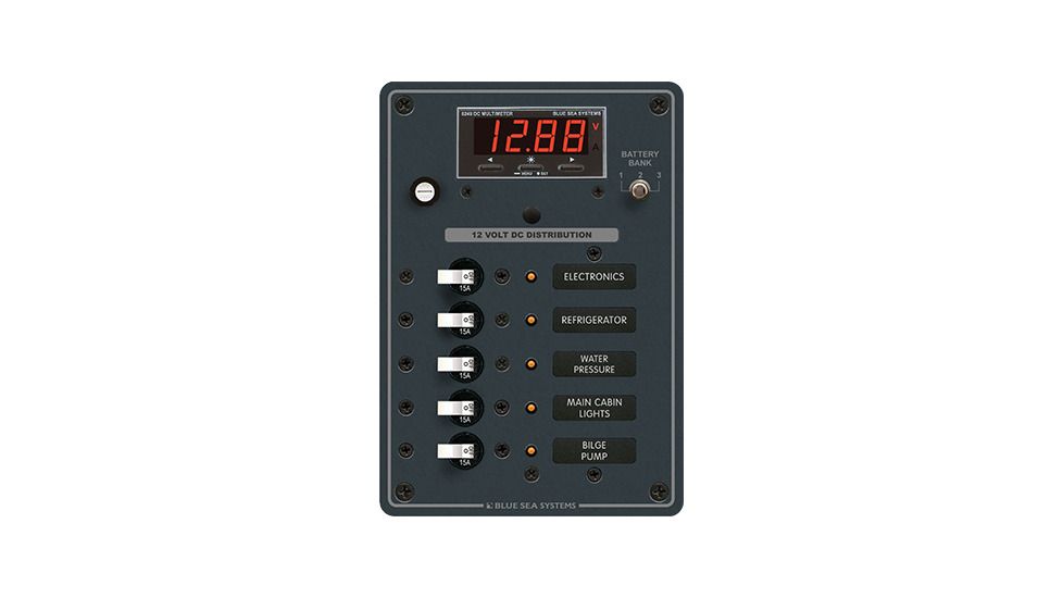 Blue Sea Systems Std DC Wht Togl, 5-15A, Digital Meter, Black BS-8401