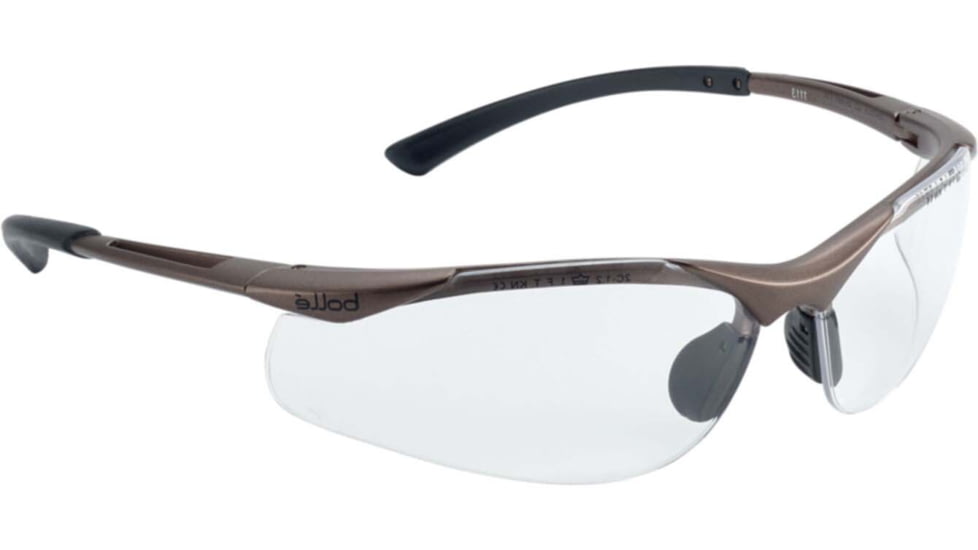 Bolle Contour Safety Glasses, Dark Gunmetal Frame, Clear Lens, 40044