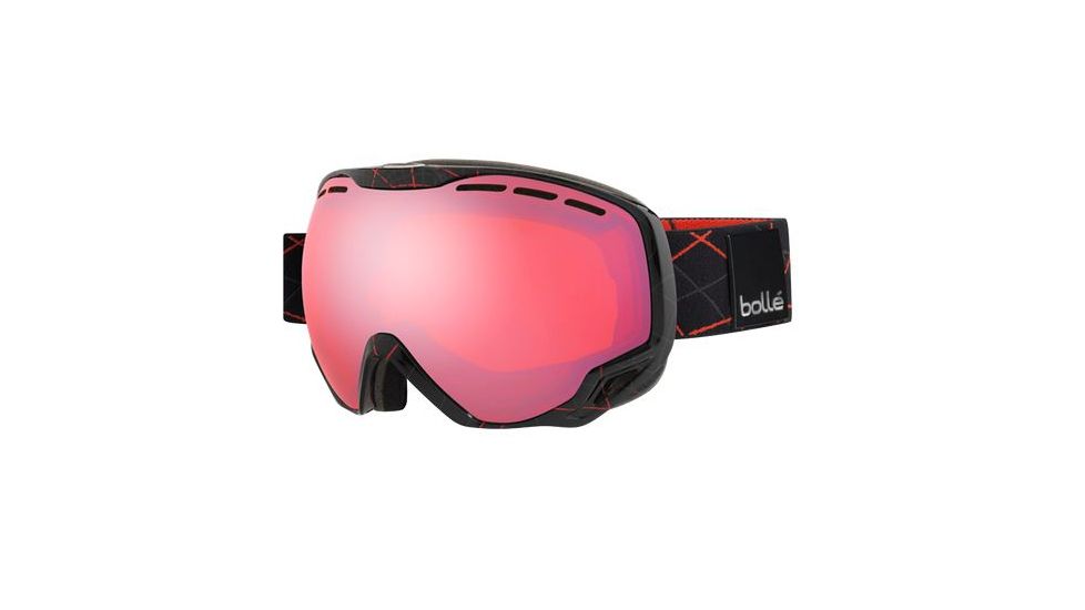 Bolle Emperor OTG Ski/Snowboard Goggles,Shiny Black and Red Loops Frame,Vermillon Lens 21114