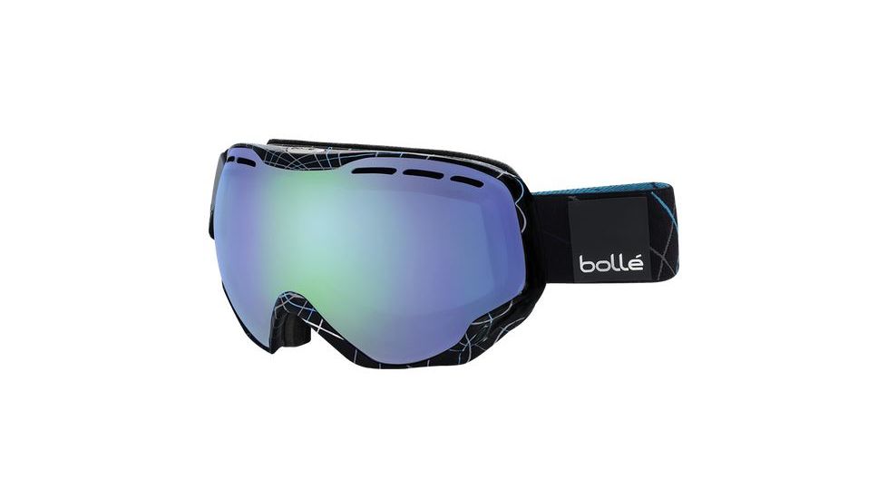 Bolle Emperor OTG Ski/Snowboard Goggles,Shiny Black and Blue Loops Frame,Aurora Lens 21109