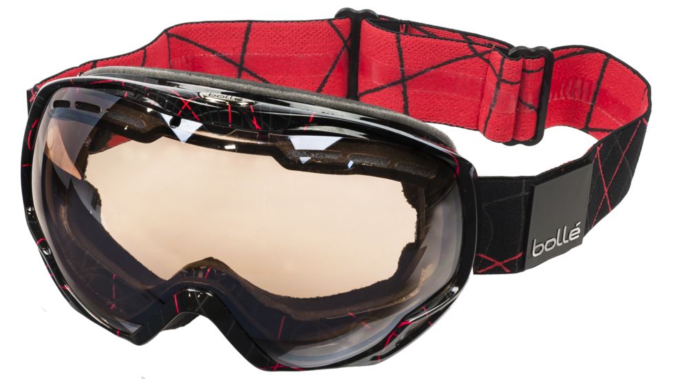 LENGTH=100-#####-Bolle Emperor OTG Ski/Snowboard Goggles,Black Red Frame,Photochromic Modulator Citrus Gun Lens 21400