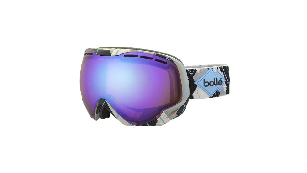 Bolle Emperor Ski/Snowboard Goggles,Grey and Blue Argyle Frame,Aurora Lens 21304