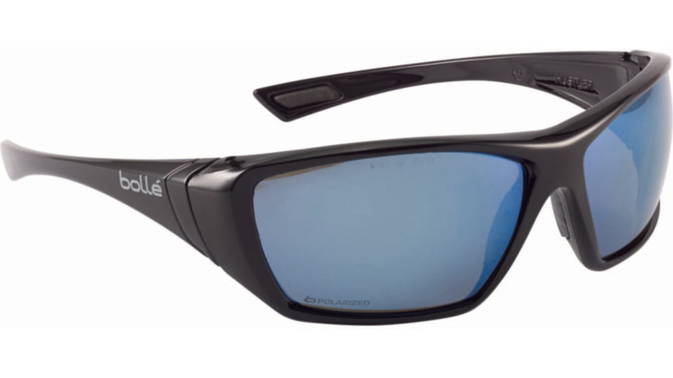 Bolle Hustler Safety Glasses, Black Frame, Blue Flash Lens, 40151