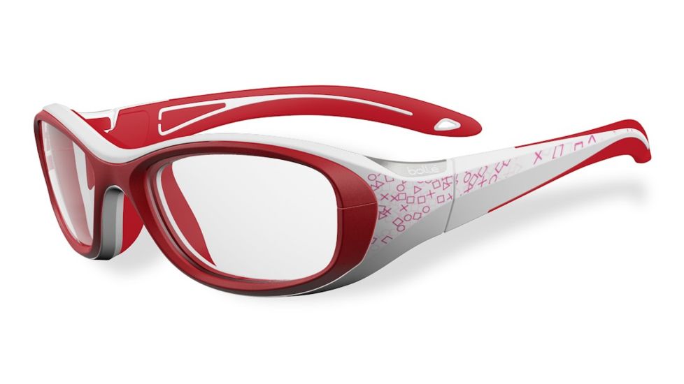 Bolle Kids Crunch Sport Protective Eyewear - White and Pink Frame,Clear Anti Fog/Scratch Lens 12003