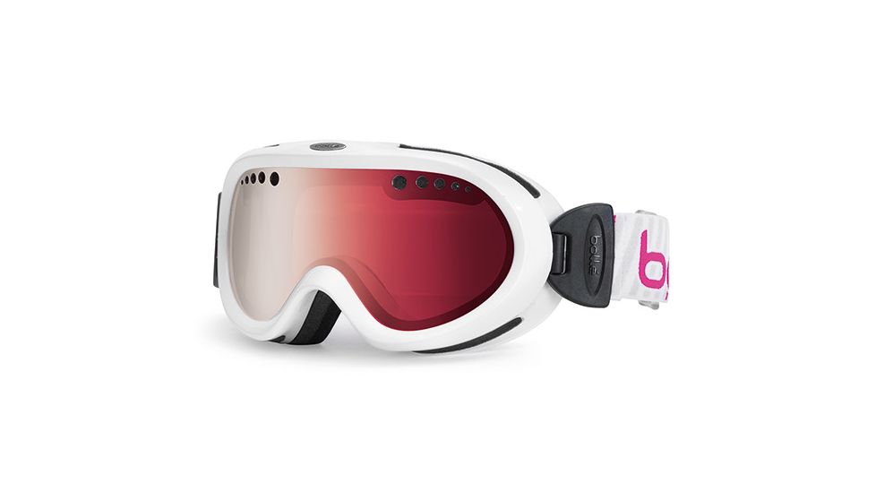 Bolle Nebula Kids Ski Goggles - Shiny White Stripes Frame and Vermillon Gun Lens 20984