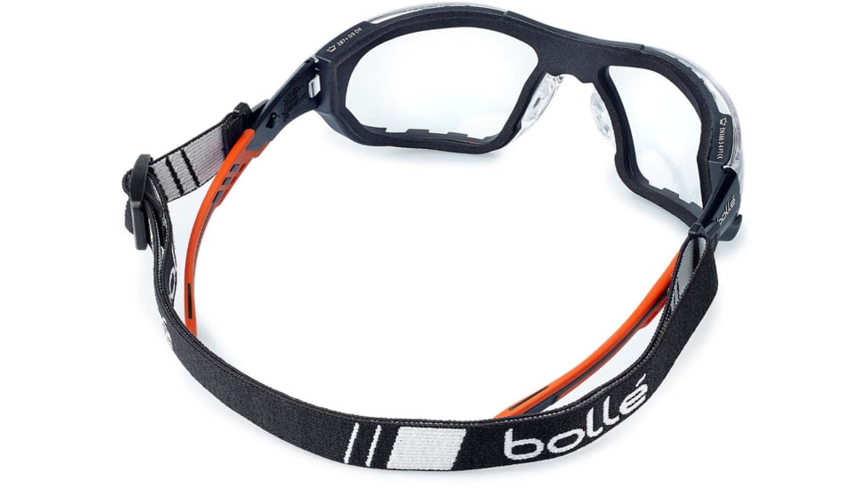 Bolle Ness+ w Foam and Strap Safety Glasses, Orange Frame, Clear Lens, PSSNESF028