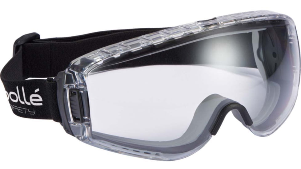 Bolle Pilot 2 Safety Goggle, Black Frame, Clear Lens, 40274