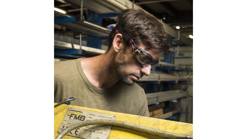 Bolle Rush+ Assembled Safety Glasses, Black Red Frame, Clear Lens, 40252