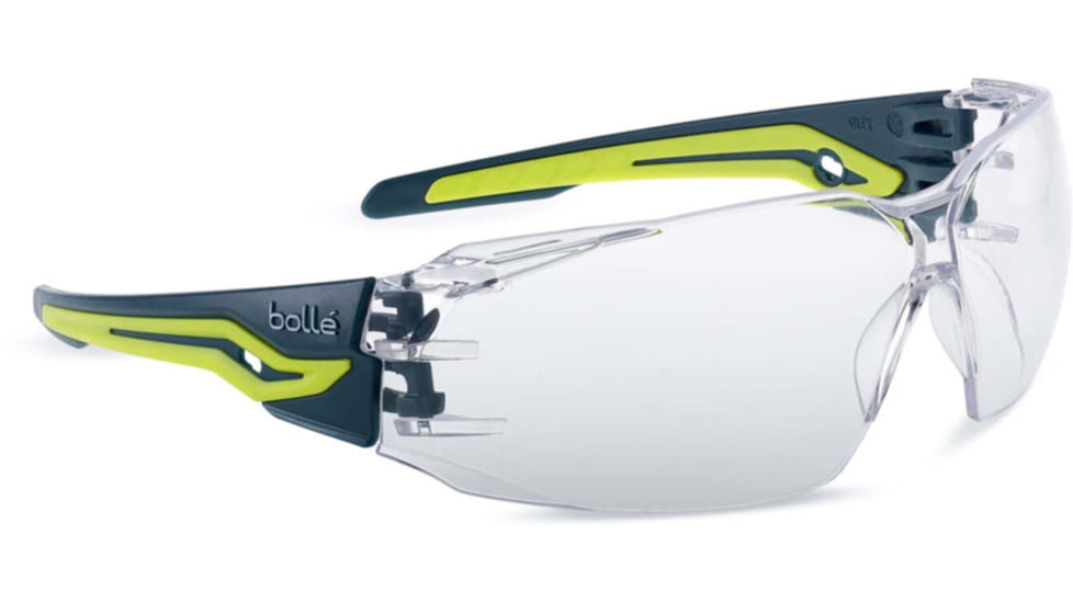 Bolle Silex+ Safety Glasses, Grey Black Frame, Clear Assembled in America Lens, SILEXPPSISA