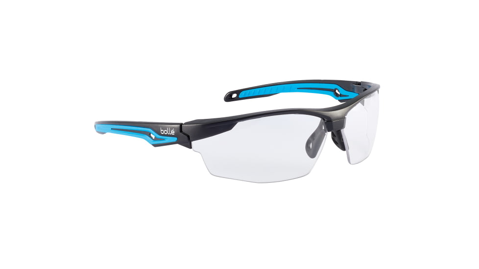Bolle Tryon Safety Glasses, Black Blue Frame, Clear Lens, 40301