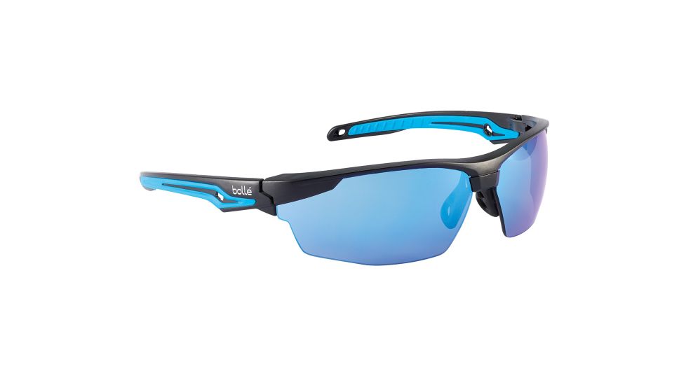 Bolle Tryon Safety Glasses, Black Blue Frame, Blue Flash Lens, 40304
