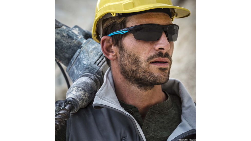 Bolle Tryon Safety Glasses, Black Blue Frame, Polarized Lens, TRYOPOL