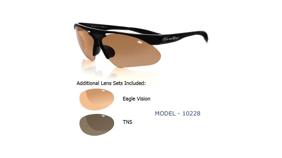 Bolle Parole Sunglasses with Interchangeable Lenses, Matte Black Frame, EagleVision2 Dark TNS Smoke Lens, 10228