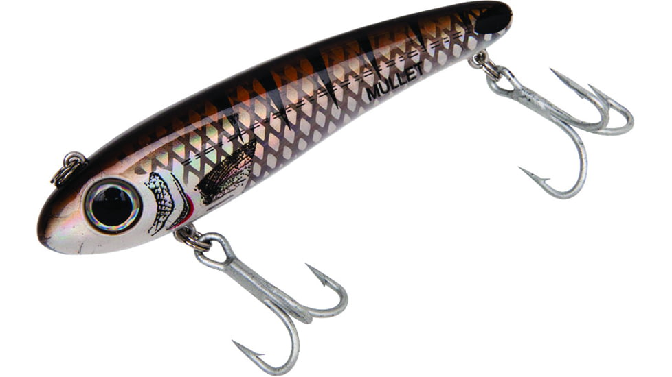 Bomber Saltwater SW Mullet Slow-Sinking Twitch/Walking Lure. 3.5in, 5/8oz, Tail Pogy, BSWM7338