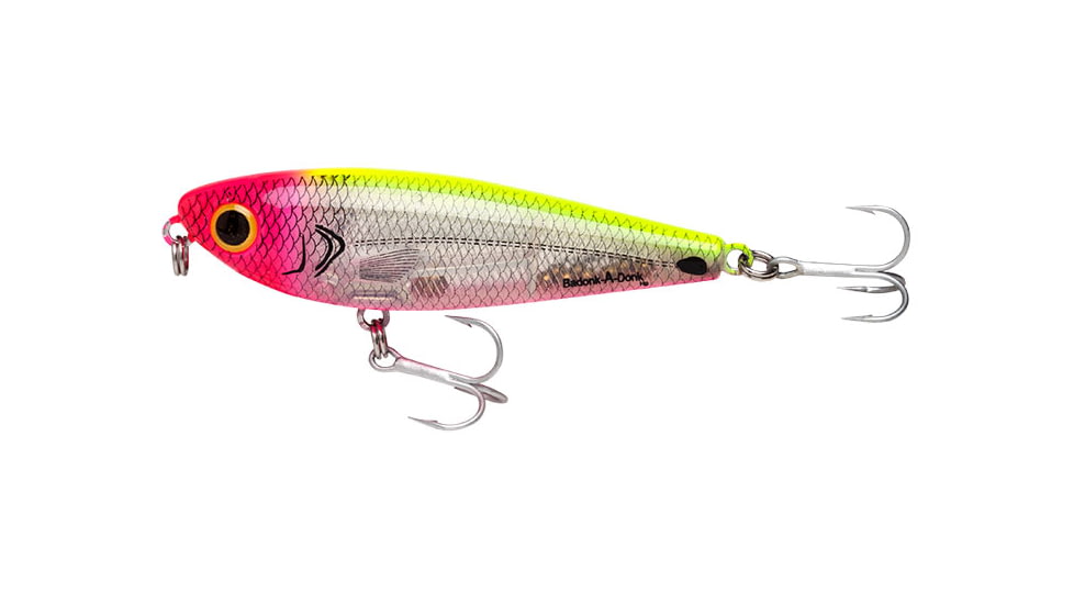 Bomber Saltwater SW Badonk Hi P Topwater Lure, 4in, 1/2oz, Silver Flash/Pk/Chrt, BSWDTH4348