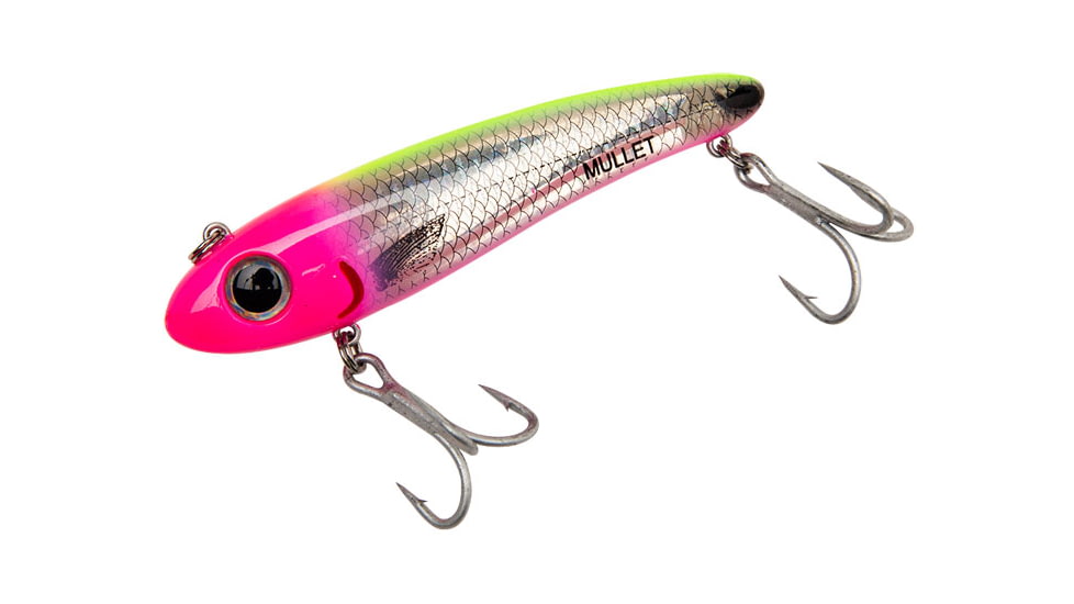 Bomber Saltwater SW Mullet Slow-Sinking Twitch/Walking Lure. 3.5in, 5/8oz, Silver Flash/Pink/Chrt, BSWM7337