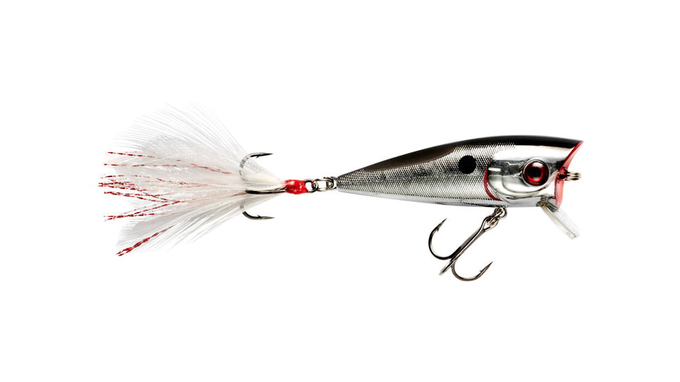 Booyah Prank Popper Diver, 5/16oz, 2.31in, 0-2 Feet, 6 Trebles, Chrome Black, BYPRK225