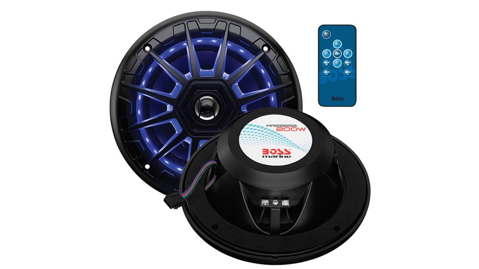 Boss Audio 6.5in 2-Way Marine 200W Speaker with RGB Lights - Pair, Black MRGB65B
