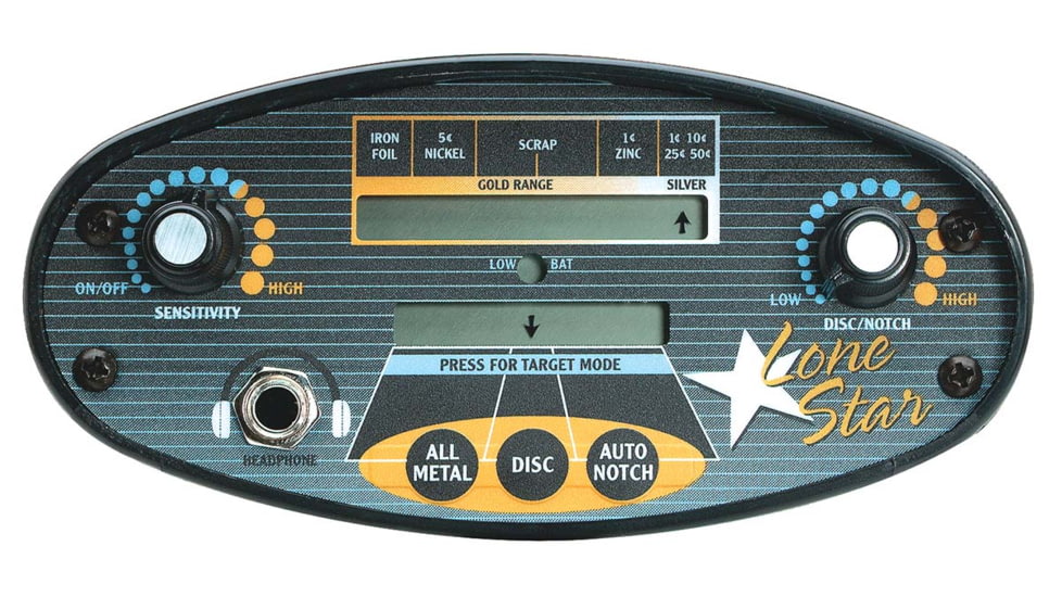 Bounty Hunter Lone Star Metal Detector with Pin Pointer, Black, Blue, Orange LONEGWP