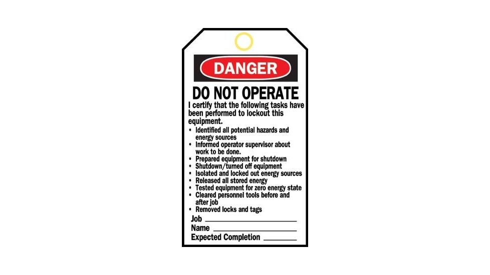 Brady Heavy-Duty Lockout Tags, Brady 65502 Lockout Tag With White Background