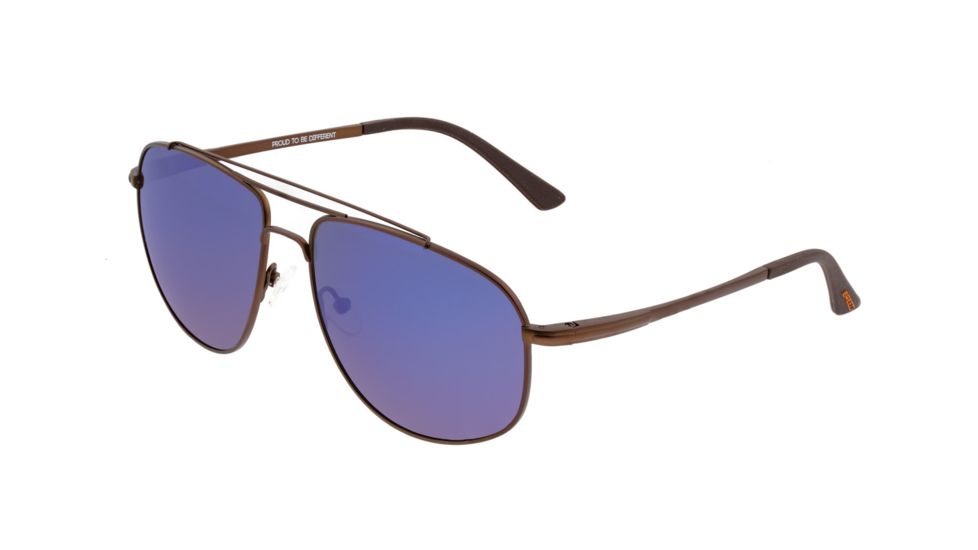 Breed Asteroid Sunglasses, Brown Titanium Frame, Blue Polarized Lens, Brown/Blue, One Size, BSG052BN