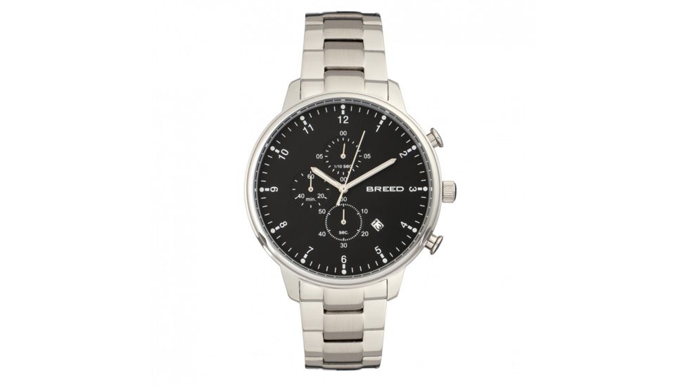 Breed Holden Chronograph Bracelet Watch w/ Date, Silver/Black, BRD7802