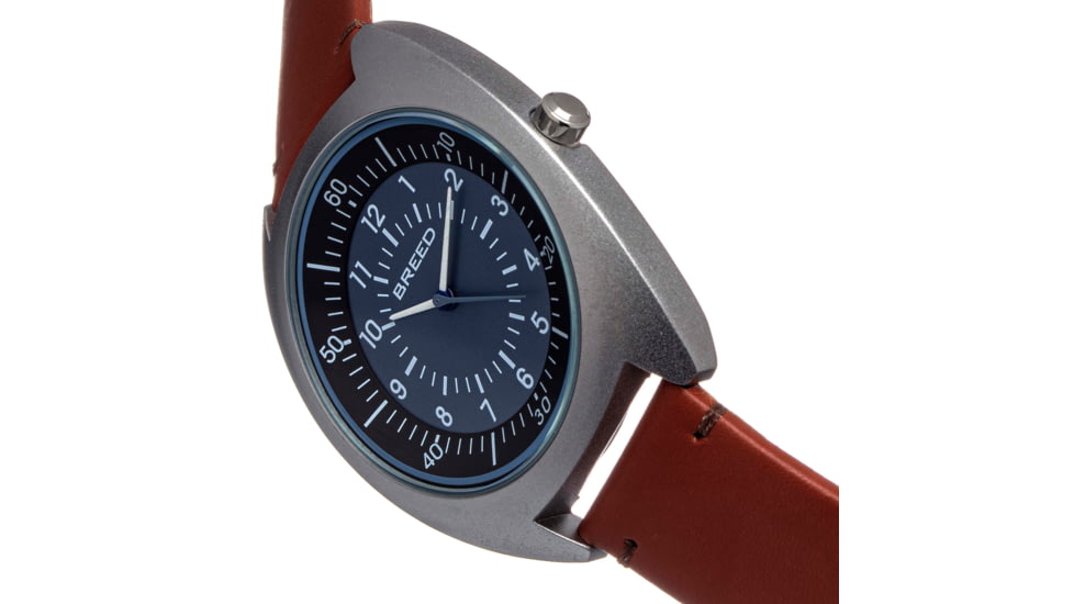 Breed Leather-Band Watch, Blue-Grey/Russet, BRD9202, Blue-Grey/Russet, One Size, BRD9202
