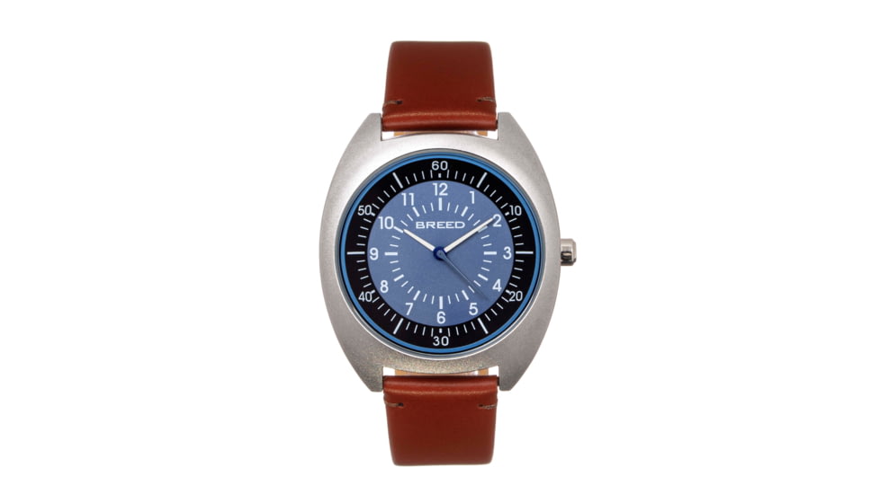 Breed Leather-Band Watch, Blue-Grey/Russet, BRD9202, Blue-Grey/Russet, One Size, BRD9202