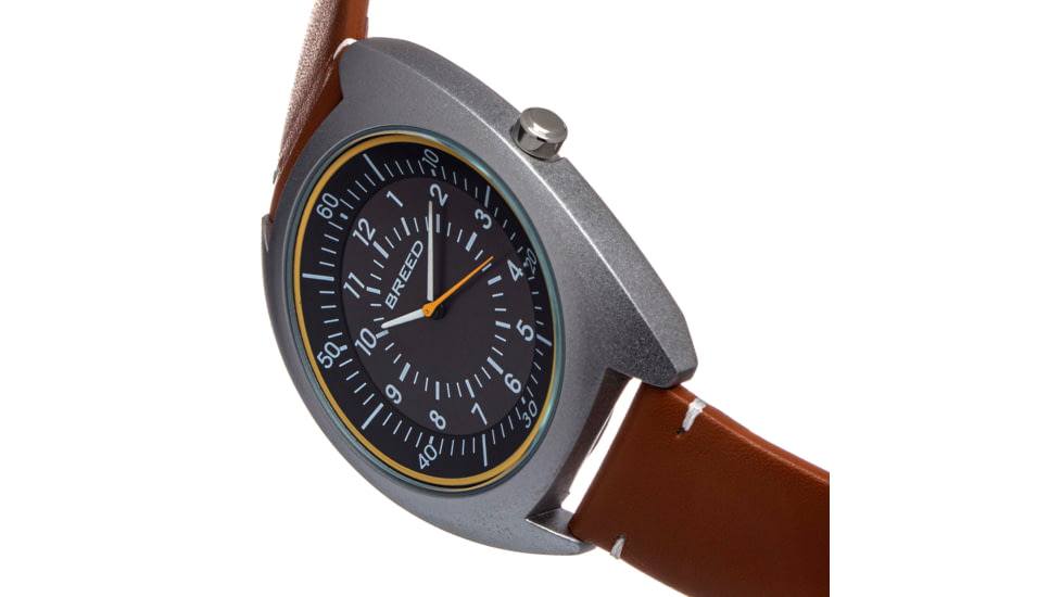 Breed Leather-Band Watch, Grey/Brown, BRD9201, Grey/Brown, One Size, BRD9201