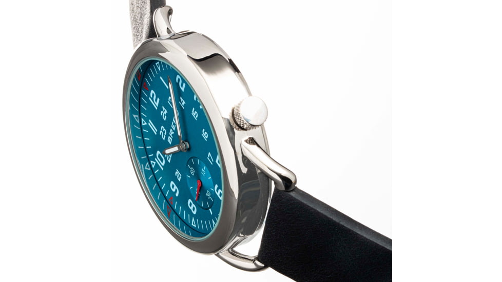 Breed Leather-Band Watch w/Second Sub-dial, Black/Blue, BRD8804, Black/Blue, One Size, BRD8804