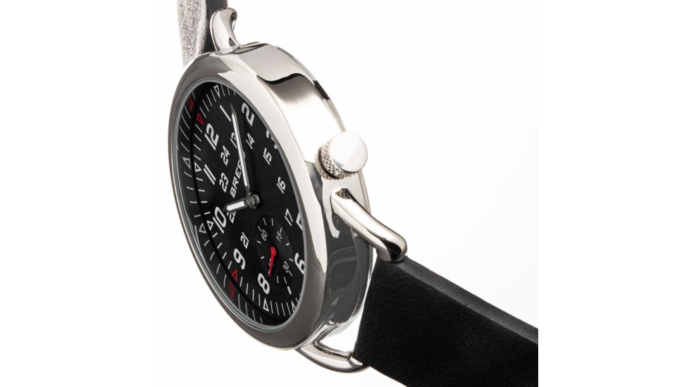 Breed Leather-Band Watch w/Second Sub-dial, Black, BRD8806, Black, One Size, BRD8806