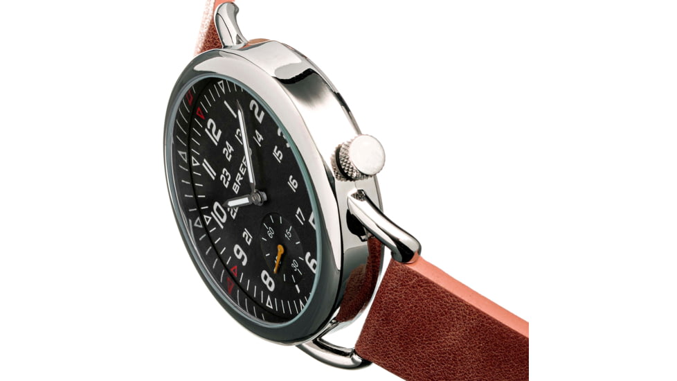 Breed Leather-Band Watch w/Second Sub-dial, Brown/Black, BRD8802, Brown/Black, One Size, BRD8802