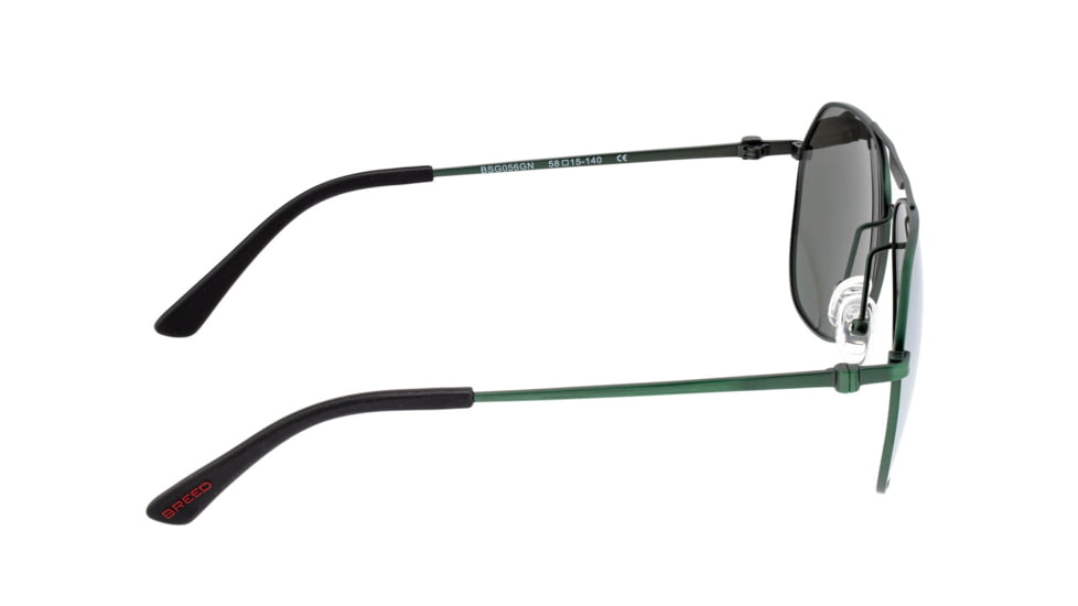 Breed Mount Sunglasses, Green Titanium Frame, Silver Polarized Lens, Green/Silver, One Size, BSG056GN