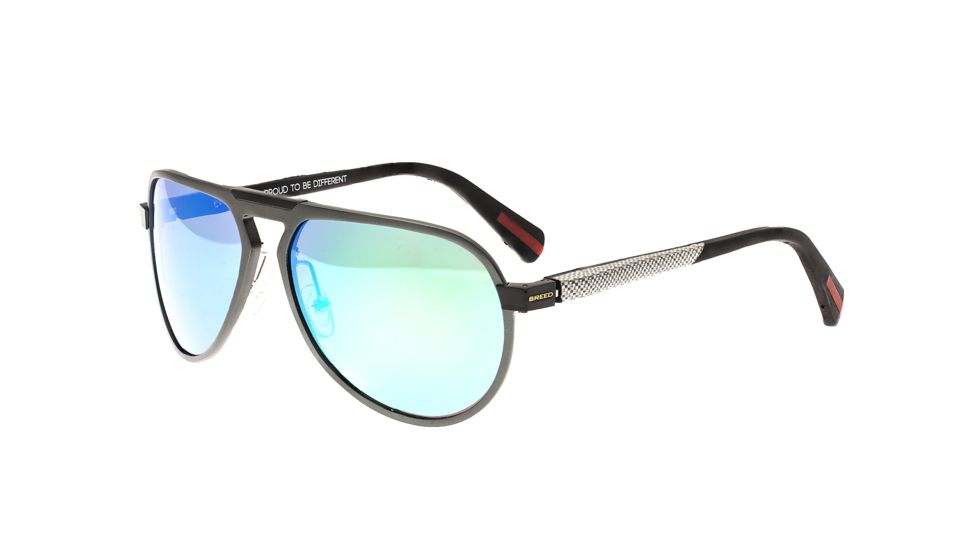 Breed Octans Sunglasses, Gunmetal Titanium, Green Lens BSG028ST