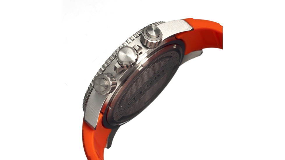 Breed Mens 4303 Salvatore Watch - Orange Silicone Band,Black Bezel,Strap Buckle,Orange Analog Dial,Silver Hand BRD4303