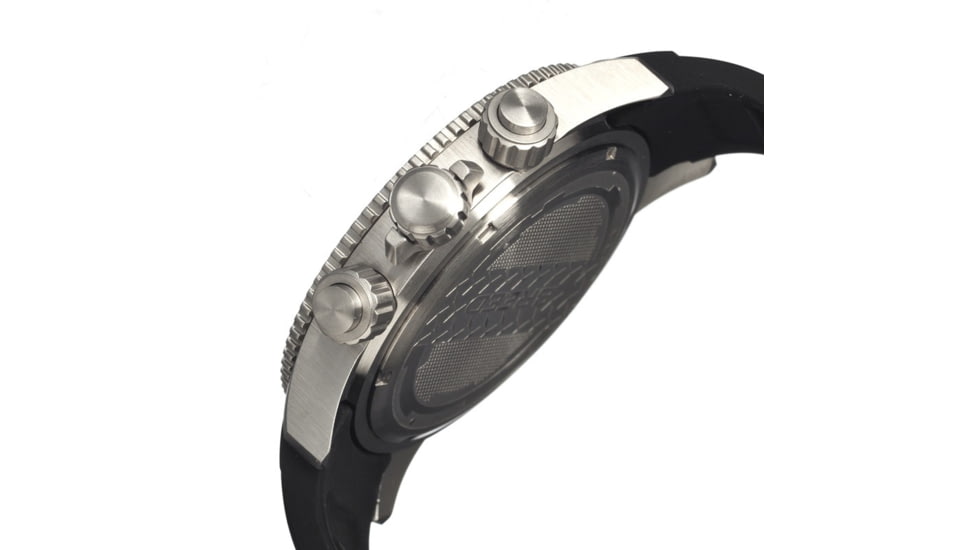 Breed Mens 4301 Salvatore Watch - Black Silicone Band,Black Bezel,Strap Buckle,Silver Analog Dial,Silver Hand BRD4301