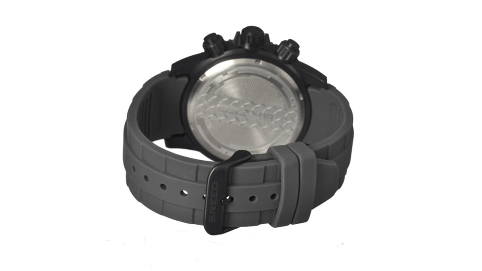 Breed Mens 4305 Salvatore Watch - Charcoal Silicone Band,Black Bezel,Strap Buckle,Charcoal Analog Dial,Silver Hand BRD4305