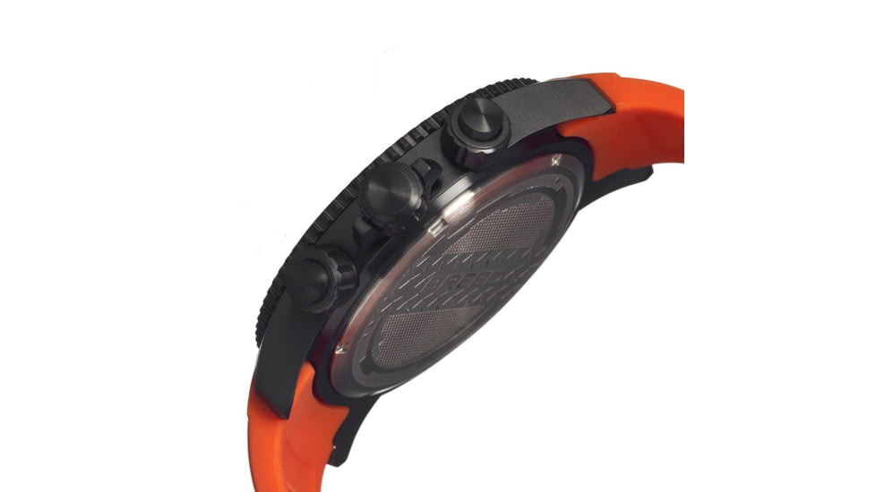Breed Mens 4306 Salvatore Watch - Orange Silicone Band,Black Bezel,Strap Buckle,Black Analog Dial,Silver Hand BRD4306