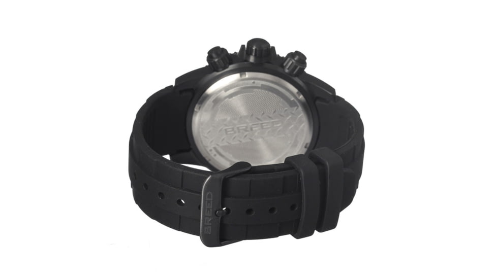 Breed Mens 4304 Salvatore Watch - Black Silicone Band,Black Bezel,Strap Buckle,Black Analog Dial,Silver Hand in Black BRD4304