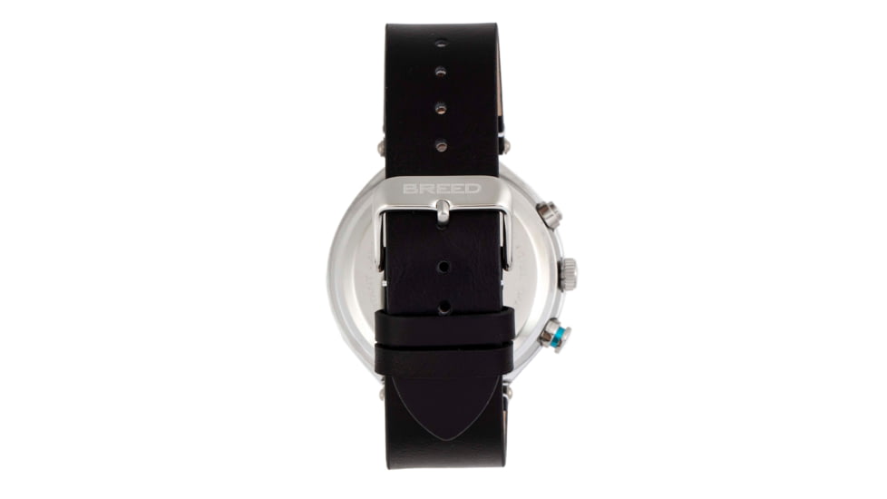 Breed Tempest Chronograph Leather-Band Watch w/Date, Black/Grey, One Size, BRD8603