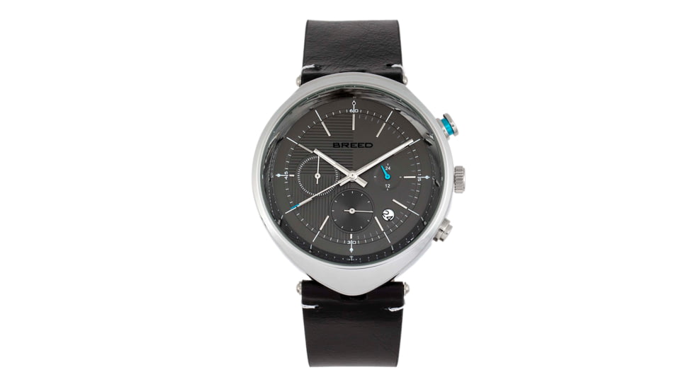 Breed Tempest Chronograph Leather-Band Watch w/Date, Black/Grey, One Size, BRD8603
