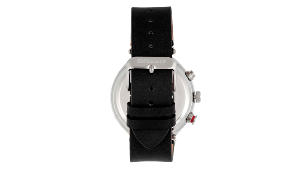 Breed Tempest Chronograph Leather-Band Watch w/Date, Black, One Size, BRD8605