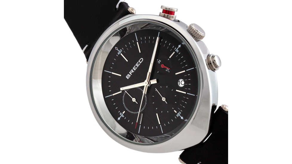 Breed Tempest Chronograph Leather-Band Watch w/Date, Black, One Size, BRD8605