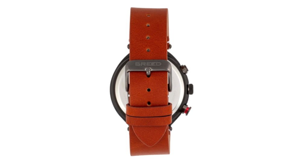 Breed Tempest Chronograph Leather-Band Watch w/Date, Brown/Black, One Size, BRD8606