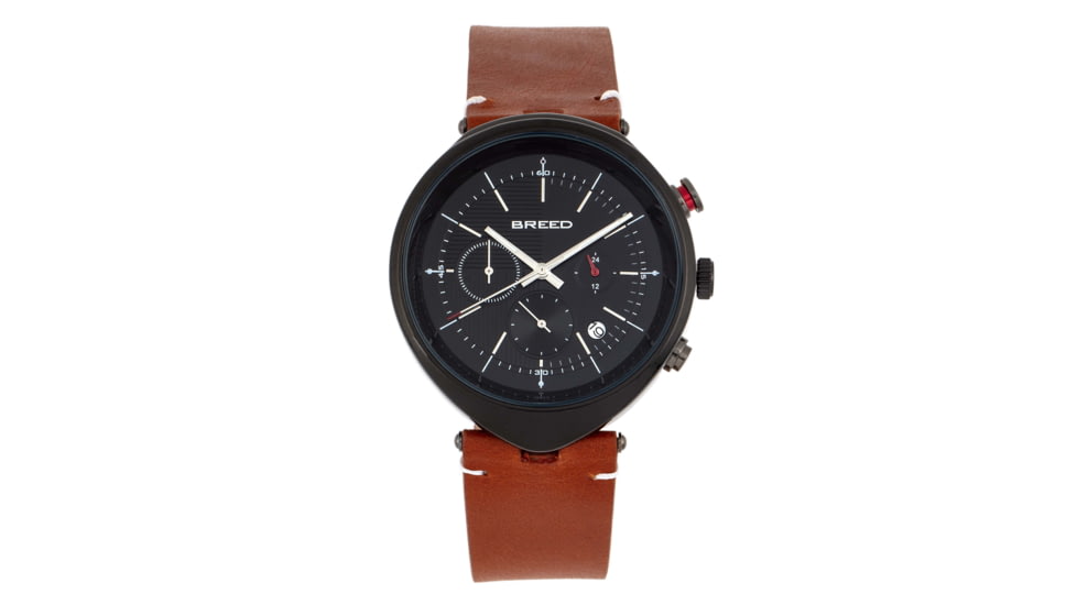 Breed Tempest Chronograph Leather-Band Watch w/Date, Brown/Black, One Size, BRD8606