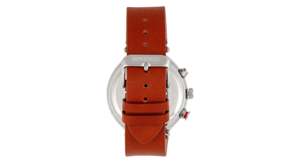 Breed Tempest Chronograph Leather-Band Watch w/Date, Brown/Grey, One Size, BRD8604