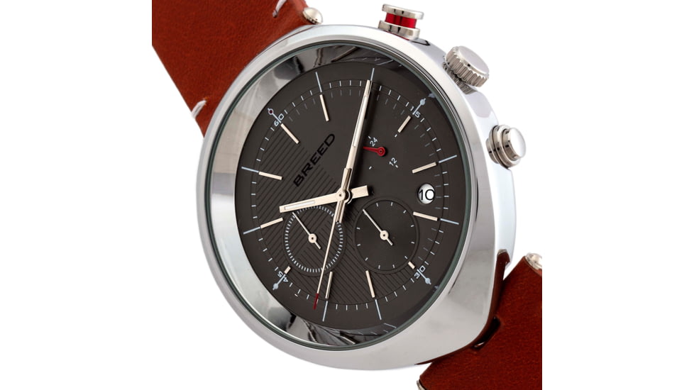 Breed Tempest Chronograph Leather-Band Watch w/Date, Brown/Grey, One Size, BRD8604